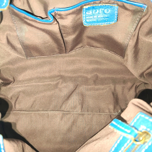 Abro Genuine Leather drawstring Satchel - Vivid Blue - Picture 11 of 11